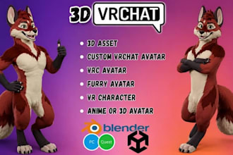 create custom vrchat avatar, vrc avatar, VR character, anime or 3d avatar