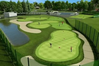 create golf course design, golf resort masterplan and 3d landscape rendering