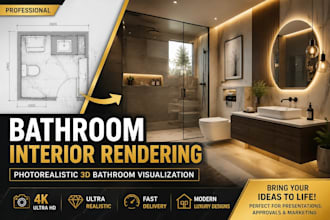 create photorealistic bathroom interior rendering and 3d bathroom visualization