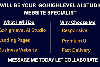 design gohighlevel ai studio website, funnel and landing page