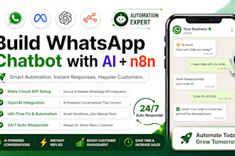 build n8n whatsapp chatbot automation, n8n workflow, custom ai agents