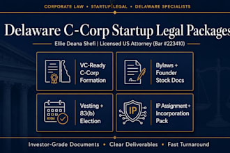 create a complete startup incorporation package with vesting schedules