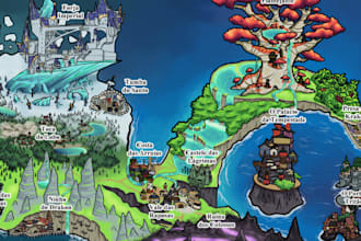 create a 2d realistic fantasy world map for dnd, ttrpg,rpg and tabletop campaign