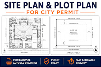 draw california site plan, plot plan for city permit in autocad