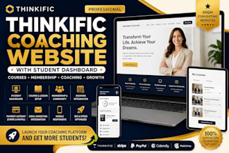 create thinkific coaching website with student dashboard course setup