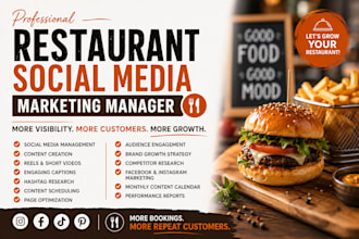 restaurant social media marketing manager for cafe, food truck catering business