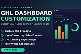 gohighlevel dashboard customization, custom css, sales funnel, ghl landing page