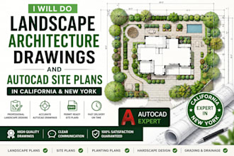 do landscape architecture drawings and autocad site plans in california new york