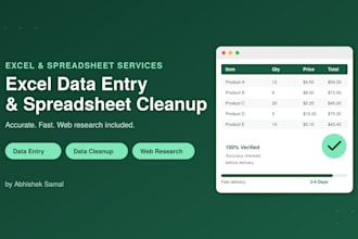 excel data entry, spreadsheet cleanup and web research