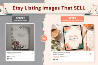 design etsy listing images, shop banner, and product mockups that convert