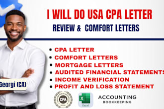 prepare a CPA income and financial verification letters