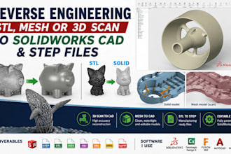 convert stl, mesh or 3d scan into editable solidworks cad and step files