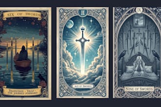 design custom tarot, uno card, oracle card deck illustration with box packaging