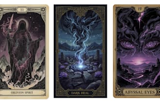 design custom tarot, uno card, oracle card deck illustration with box packaging