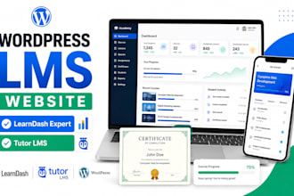 design wordpress lms website, elearning website using learndash or tutor lms