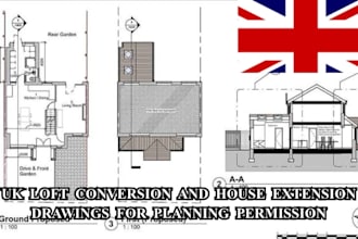 uk loft conversion and house extension drawings for planning permission