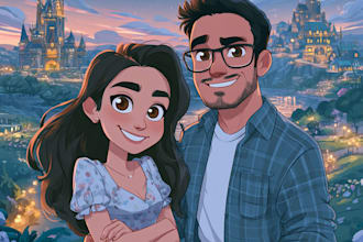 do cute disney cartoon portrait