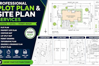 draw plot plan property site plan contour map lot split map subdivision plan