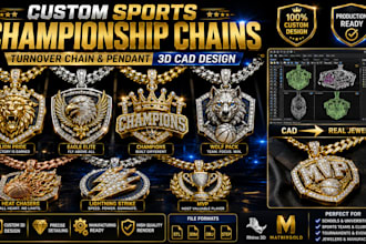 design custom sports championship turnover chain and pendant in 3d cad