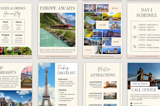 create interactive canva travel itinerary guides, trip planners and guide books