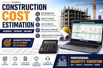 prepare boq, material takeoff, total constructions cost estimates, hvac