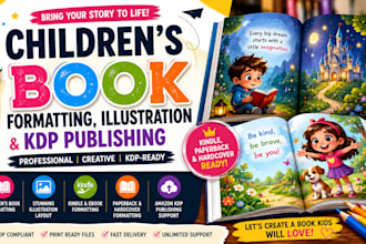 format, illustrate, and publish your children book for amazon KDP, ebook format