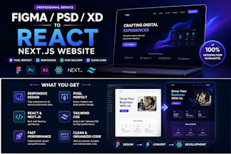 convert figma PSD or xd to react next js website