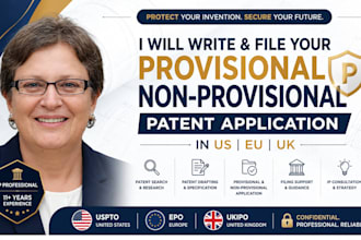 write and file your provisional non provisional patent application in US eu UK