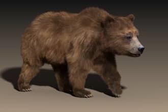 create 3d animal model pet, creature with realistic fur, xgen hair and texture