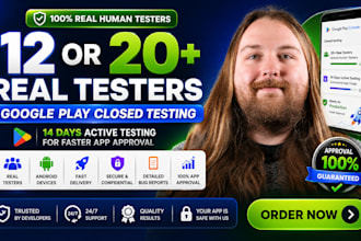 provide many testers for google play, closed testing and android app testing