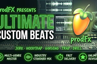 produce custom trap drill jerk or guitar beats for you