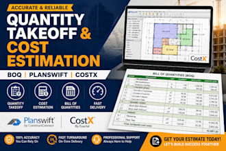 do quantity takeoff, cost estimate, boq, with costx and planswift