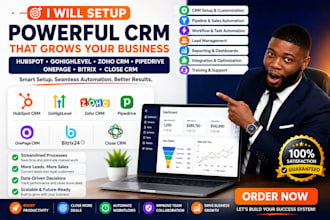 setup hubspot crm, gohighlevel, zoho crm, pipedrive, onepage, bitrix, close crm