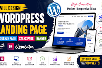 design custom wordpress elementor landing page, squeeze page, sales page banner