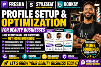 setup fresha styleseat booksy profile for beauty barber salons for more booking