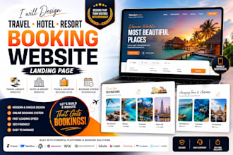 design travel agency hotel resort vacation tour booking website landing page