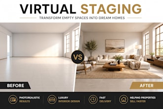 professionally virtually stage empty rooms with luxury interior design