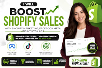 shopify sales with shopify marketing, facebook meta ads and tiktok ads