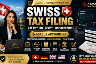 prepare swiss tax filing, vat return, bookkeeping, mwst, abacus