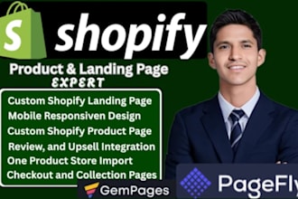 design pagefly shopify landing page and product page, one product shopify store