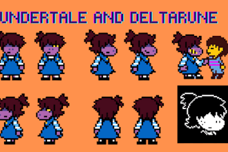do custom undertale and deltarune style character, battle, and overworld sprites