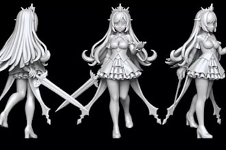 carve 3d anime girl character,4k warhammer figurine,3mf miniature,printable stl