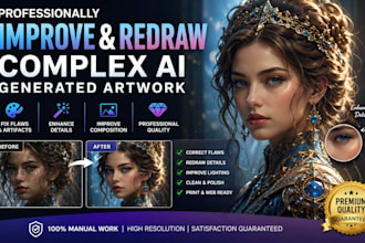 professionally improve and redraw complex ai generated artwork