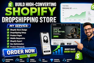 build shopify website design dropshipping store  shopify store design web expert