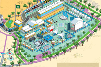 create  custom 3d map, isometric map in adobe illustrator