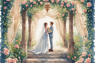 draw watercolor wedding venue