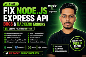 fix node js express api bugs and backend errors