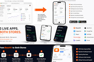 fix base44 web app to ios app android app react native capacitor revenuecat apk