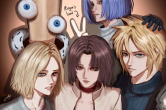draw your character in anime and semi realism style