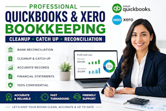 clean up catch up and reconcile xero quickbooks bookkeeping records